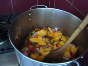 peach-salsa-cooking