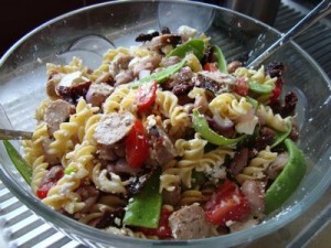 bean-pasta-sausage-salad